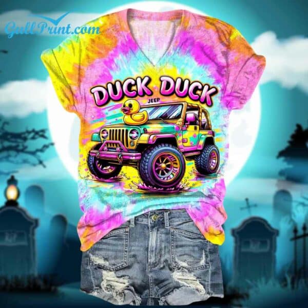 Unisex Tie Dye Duck Print Casual Shirt 1