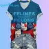 Womens Cat Felines Against Felons Print Casual V Neck T Shirt 2