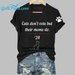 Women's Cats Don't Vote But Their Moms Do Print V Neck T-shirt