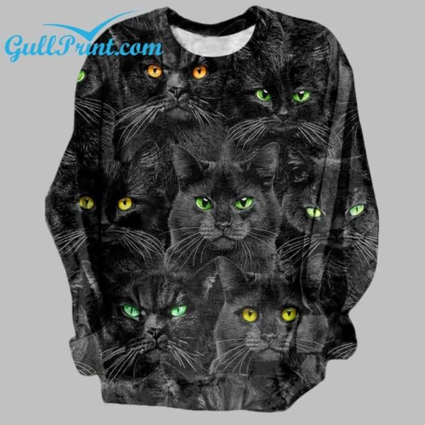 Womens Halloween Black Cats Magic Print Tee 2