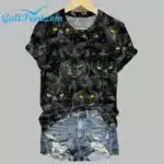 Women's Halloween Black Cats Magic Print Tee