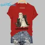 Women's Halloween Catloween Print T-Shirt