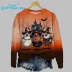 Women's Halloween Haunted Chicken Print Long Sleeve Sweatshirt