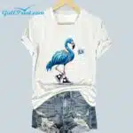 Women's Pearl Necklace Canvas Shoes Flamingo Print T-Shirt