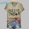 Womens Pick Your Poison Halloween Print V Neck T Shirt 2