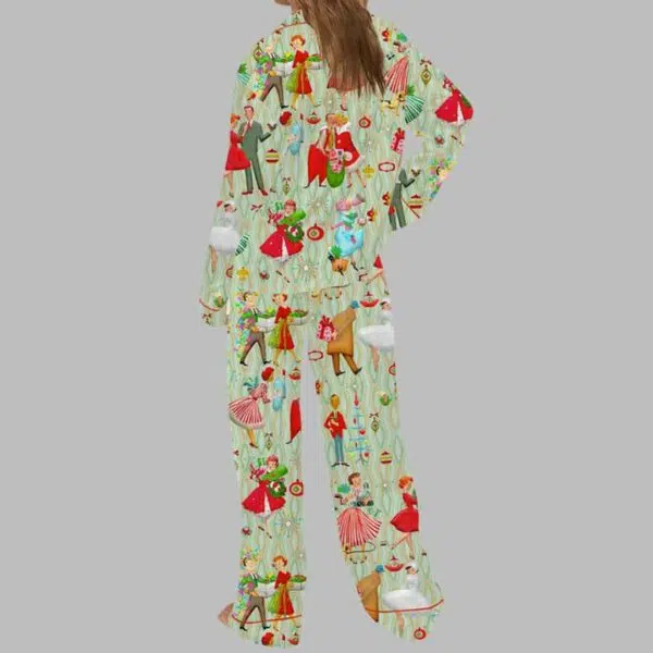 1950s Retro Vintage Christmas Satin Pajama Set 3