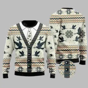 A Silhouette Of Flying Pigeon Ugly Christmas Sweater 1