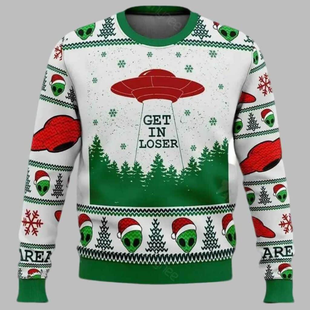 Alien Get In Loser Ugly Christmas Sweater 2