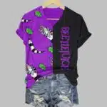 Beetlejuice Halloween Horror Movie Inspired Contrast Color V-Neck T-Shirt