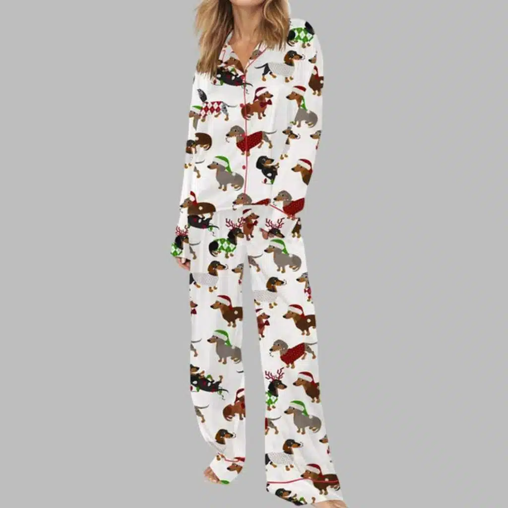 Christmas Dachshund Satin Pajama Set 2