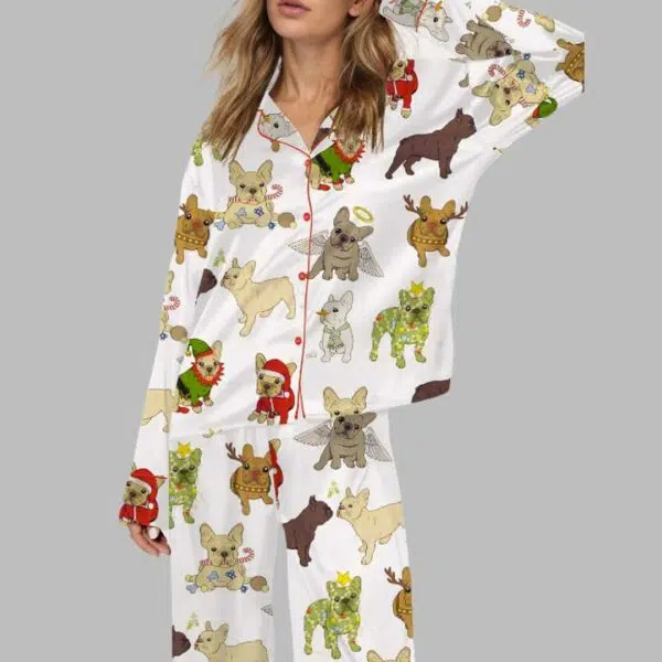 Christmas French Bulldog Satin Pajama Set 1 1