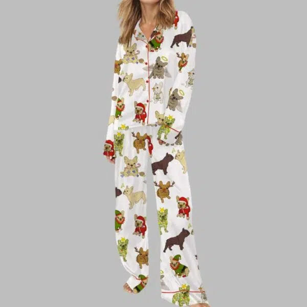 Christmas French Bulldog Satin Pajama Set 2