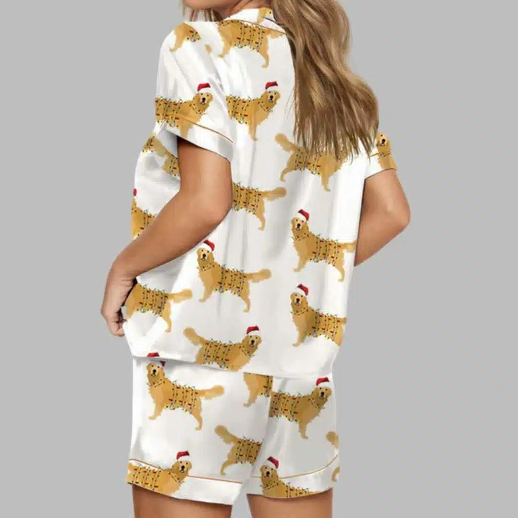 Christmas Golden Retriever Satin Pajama Set 2