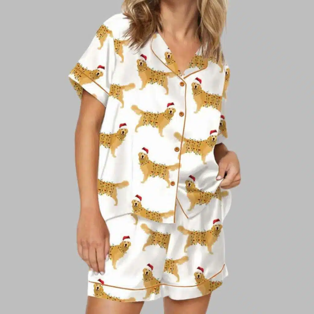 Christmas Golden Retriever Satin Pajama Set 3