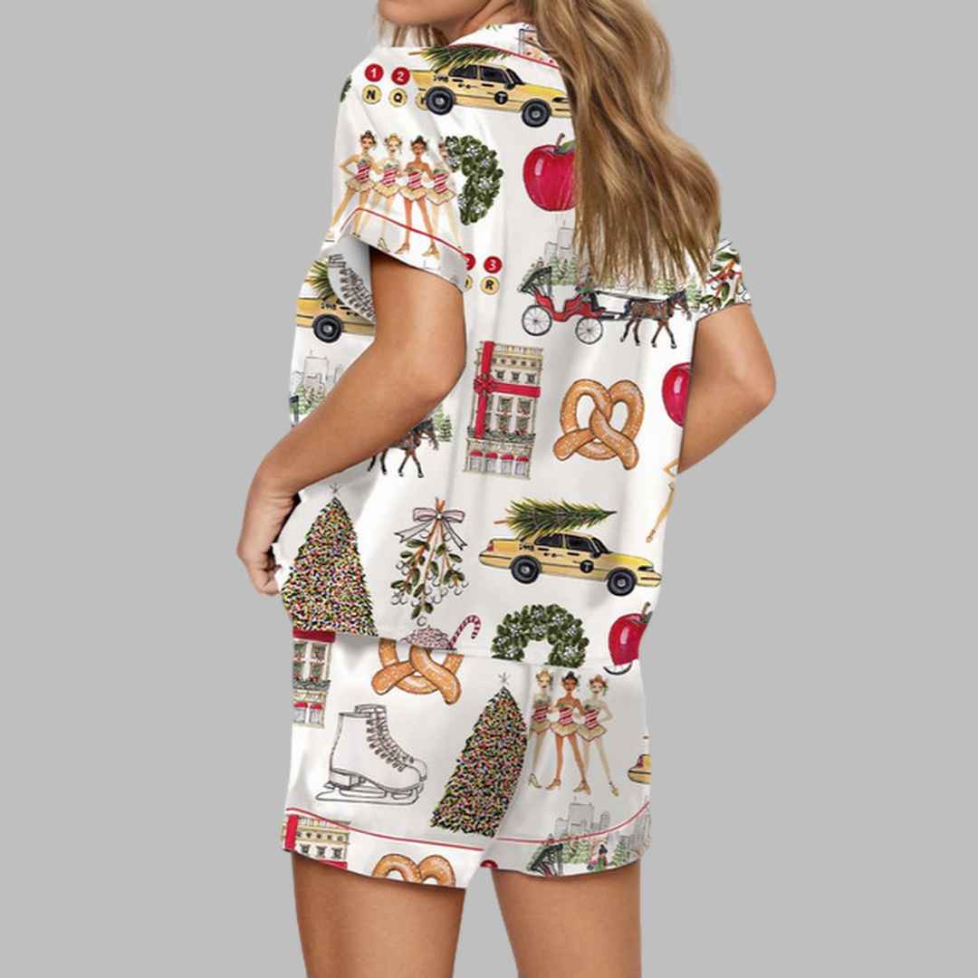 Christmas In New York Satin Pajama Set 2 Christmas In New York Satin Pajama Set 2
