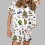 Christmas In Paris Satin Pajama Set