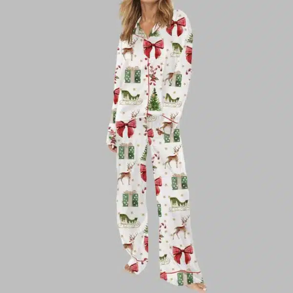 Coquette Christmas Holiday Satin Pajama Set 2