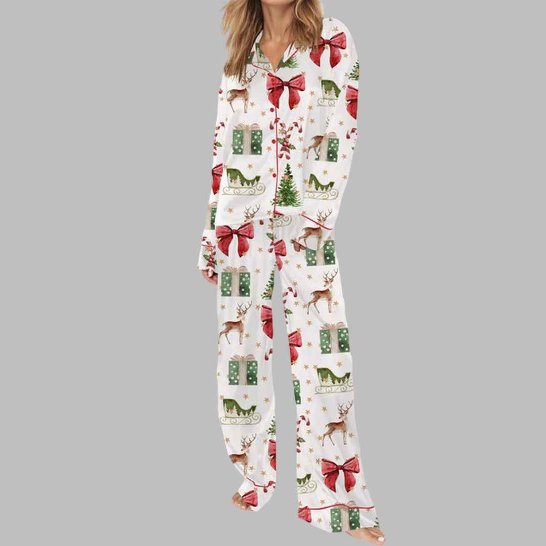 Coquette Christmas Holiday Satin Pajama Set 2 Coquette Christmas Holiday Satin Pajama Set 2