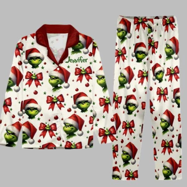 Coquette Grinchmas Christmas Button Down Pajamas 1