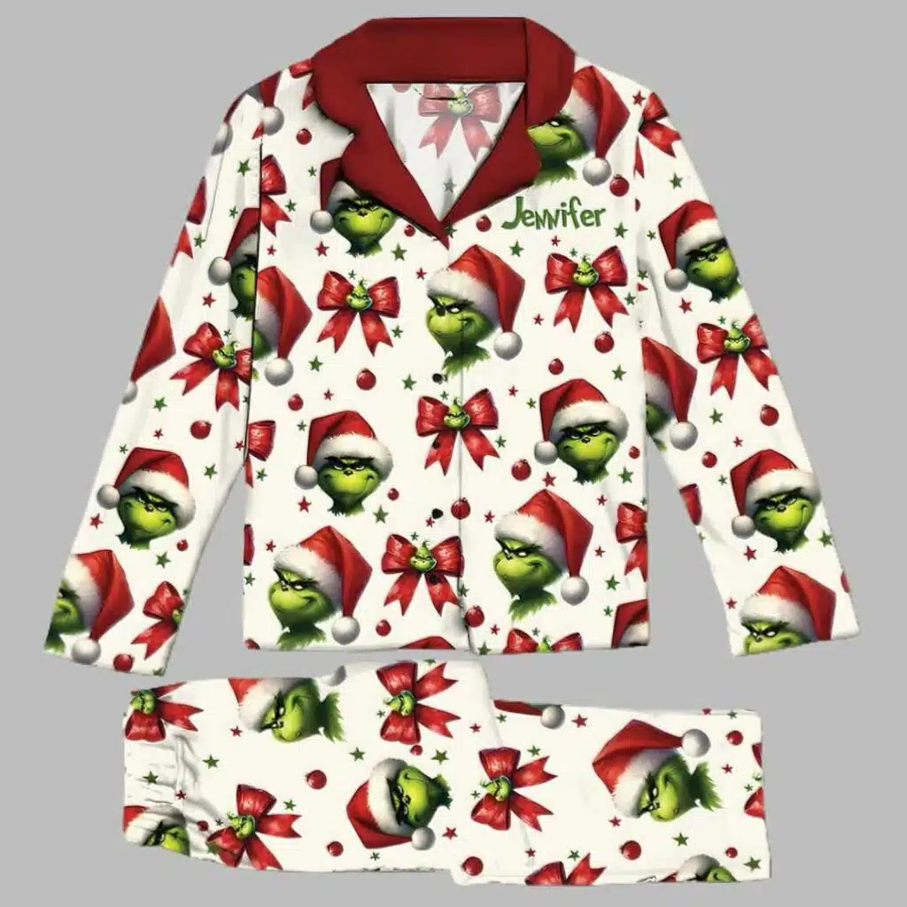 Coquette Grinchmas Christmas Button Down Pajamas 2