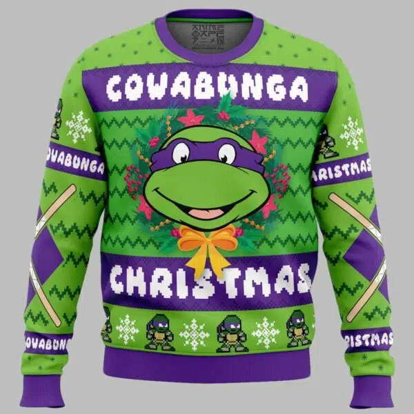 Cowabunga Donatello Christmas Teenage Mutant Ninja Turtles Ugly Christmas Sweater 1