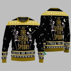 Dancing Skeleton Tis the Season to Be Spooky Ugly Christmas Sweater 1