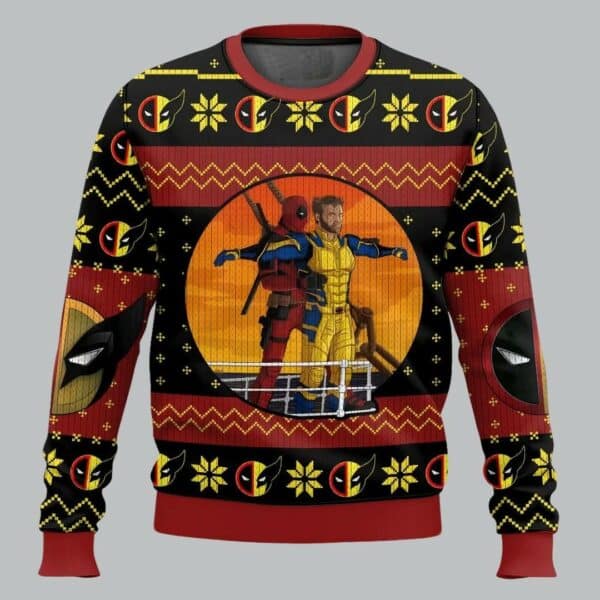 Deadpool And Wolverine Ugly Sweater Christmas 1