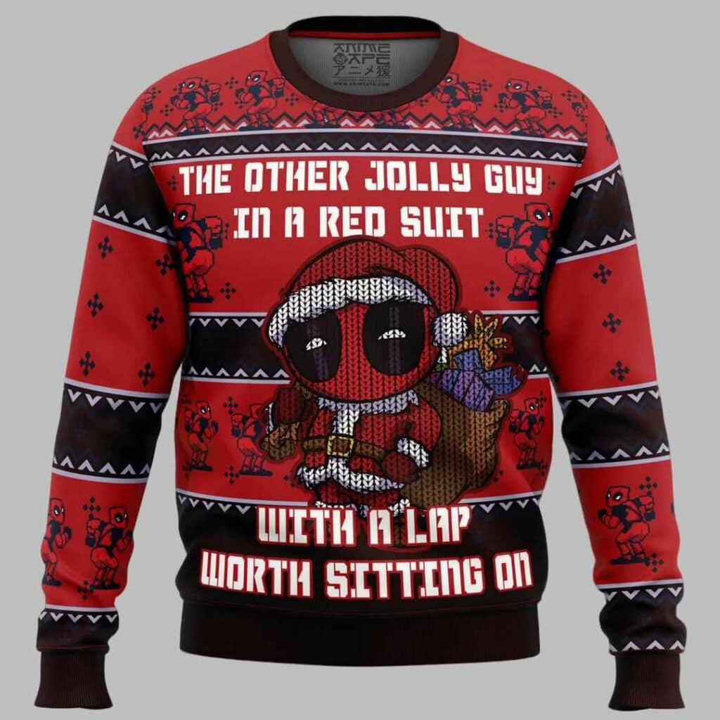 Deadpool Jolly Red Guy Ugly Christmas Sweater 1