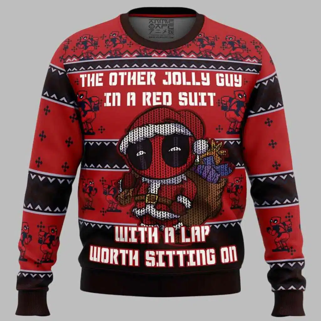 Deadpool Jolly Red Guy Ugly Christmas Sweater 1