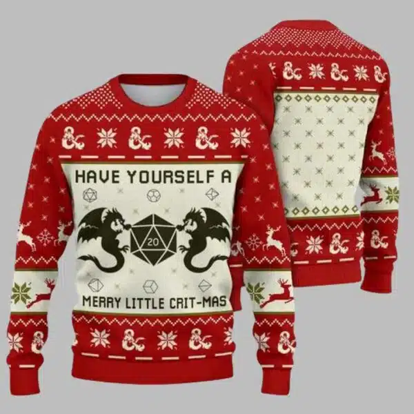 Dungeons Dragons Have Yourself A Merry Little Crit Mas Ugly Christmas Sweater 1