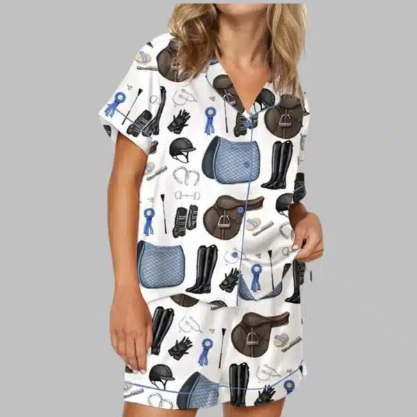 Equestrian Horse Show Satin Pajama Set 3