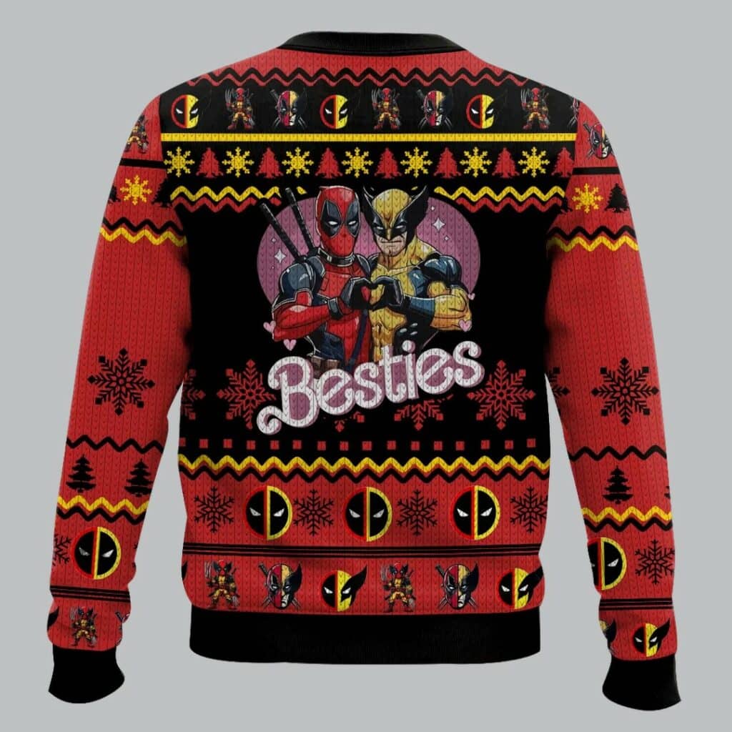 Friends Deadpool Wolverine Ugly Sweater Christmas 3