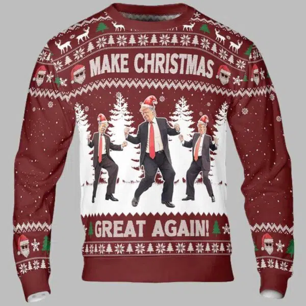 Funny Trump Dancing Make Christmas Great Again Ugly Christmas Sweater 1