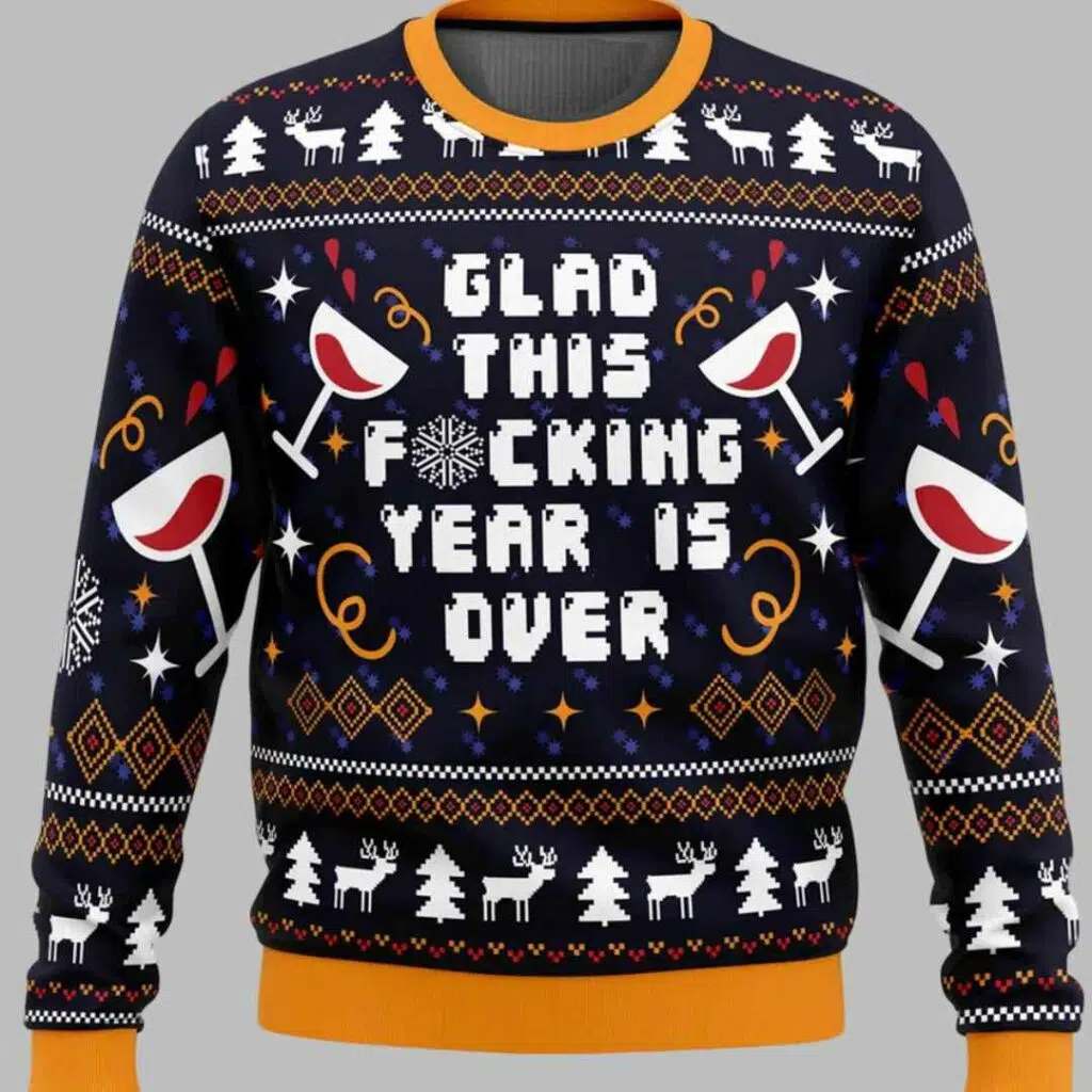 Glad This Fucking Year is Over Pop Culture Ugly Christmas Sweater 1