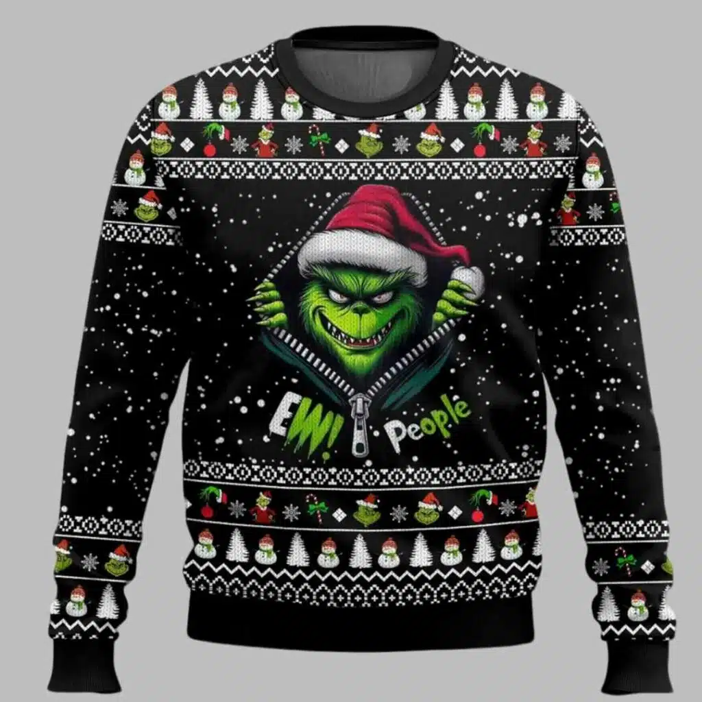 Grinch Ew People Ugly Christmas Sweater 2