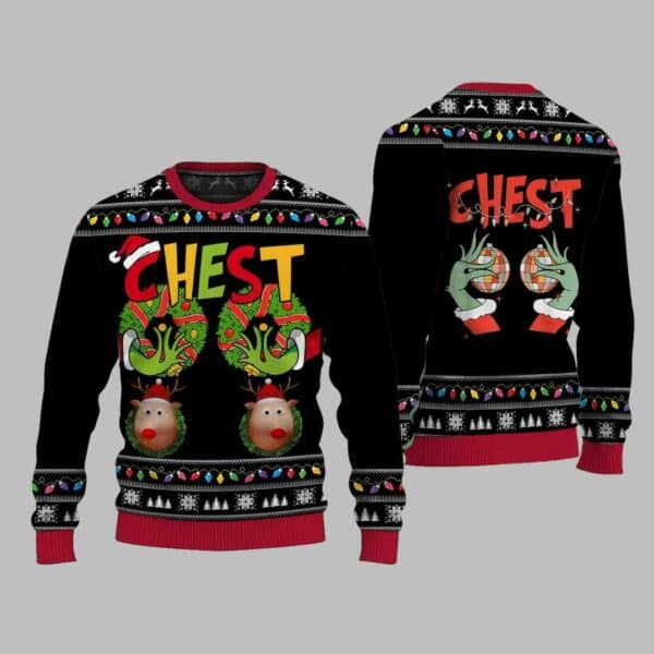 Grinch Hand Chest Christmas Sweater 2