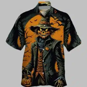 Halloween Horror Cuban Collar Short Sleeve Shirt 1