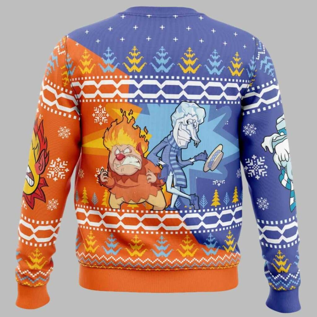 Heat and Snow Miser The Year Without a Santa Claus Ugly Christmas Sweater 2