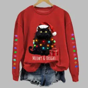 Hope Your Christmas Is Meowy And Bright Casual Sweatshirt 1