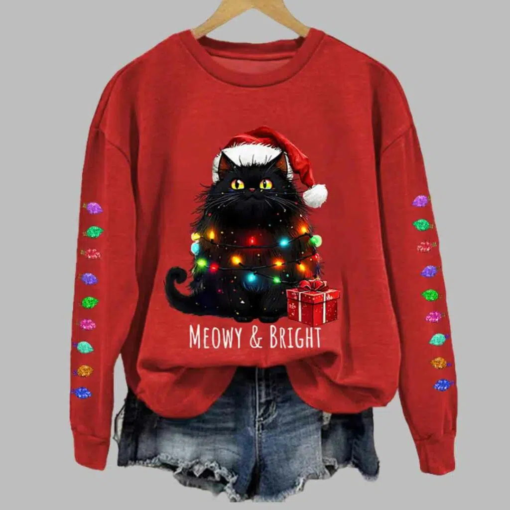 Hope Your Christmas Is Meowy And Bright Casual Sweatshirt 2