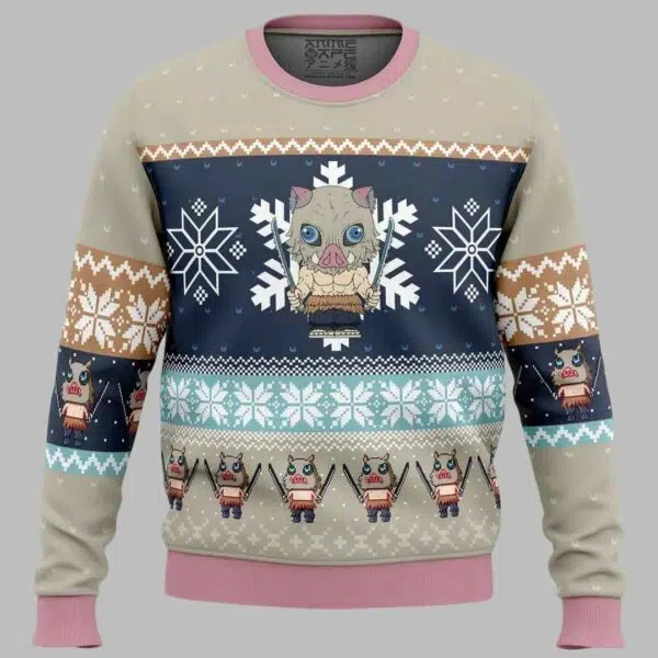 Inosuke Hashibira Demon Slayer Ugly Christmas Sweater 1