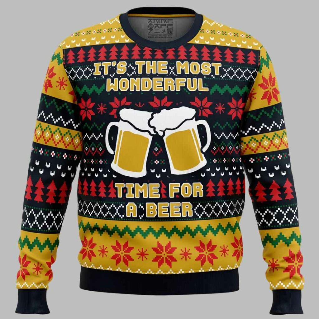 It's The Most Wonderful Time For A Beer Parody Ugly Christmas Sweater 1