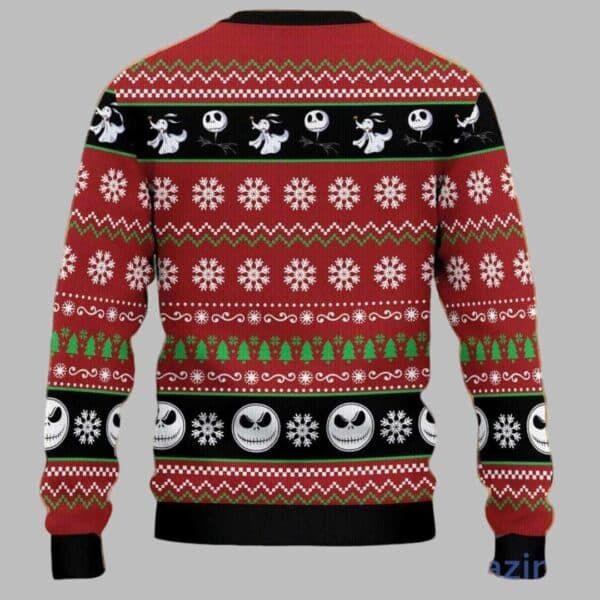 Jack Skellington Zero And Sally Ugly Halloween Sweater 3