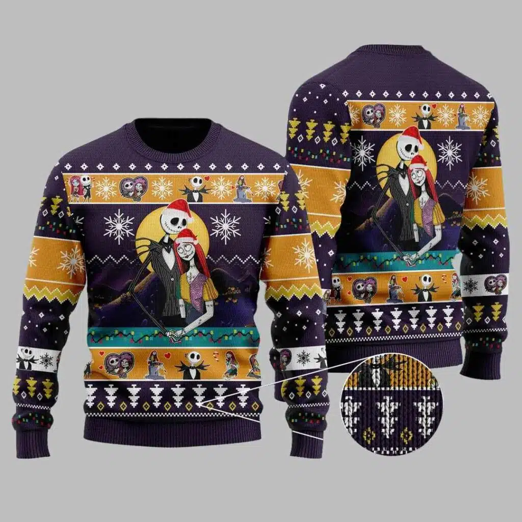 Jack and Sally Nightmare Before Ugly Christmas Sweater