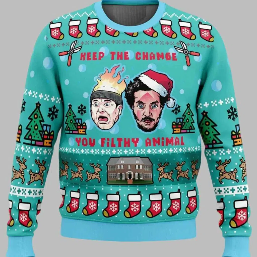 Keep The Change Home Alone Ugly Christmas Sweater 1