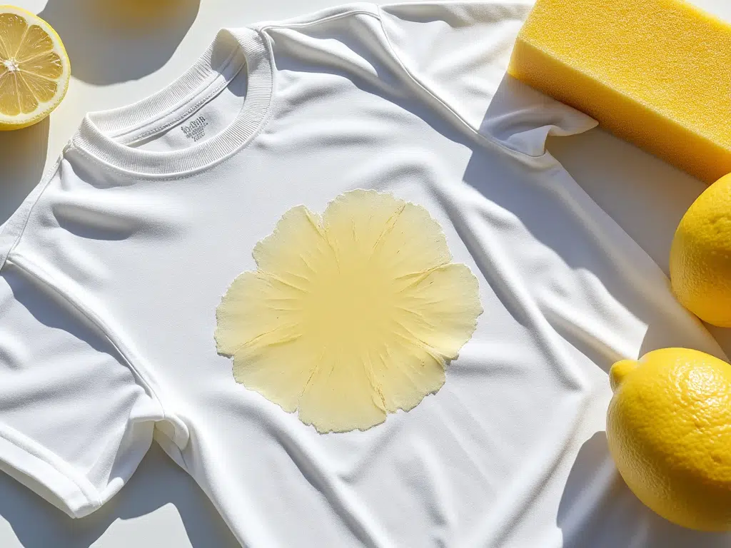 Applying lemon juice to a T-shirt and letting it sit in direct sunlight, creating subtle sun-kissed highlights.