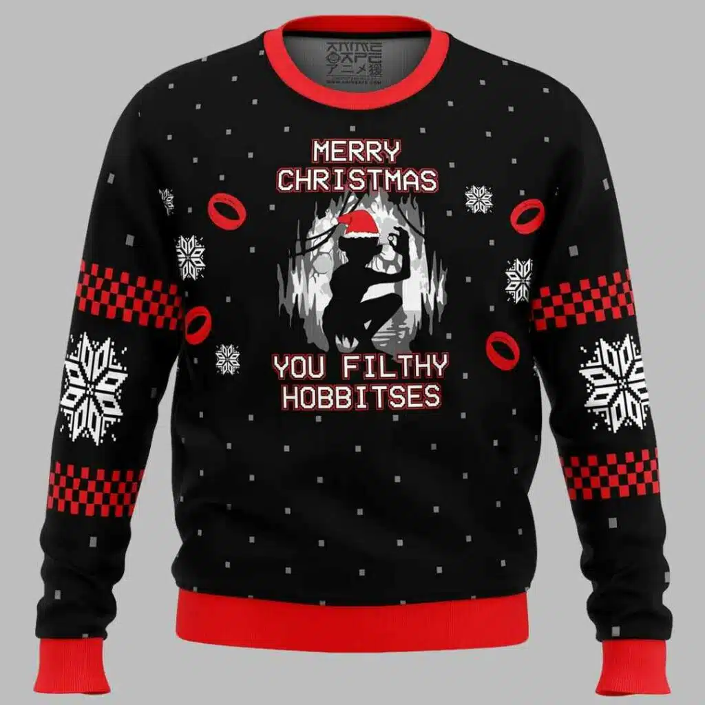 Lord of the Rings Merry Christmas You Filthy Hobbitses Ugly Christmas Sweater 1