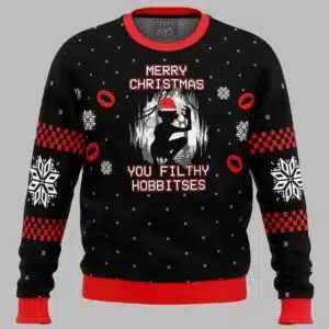 Lord of the Rings Merry Christmas You Filthy Hobitses Ugly Christmas Sweater 1