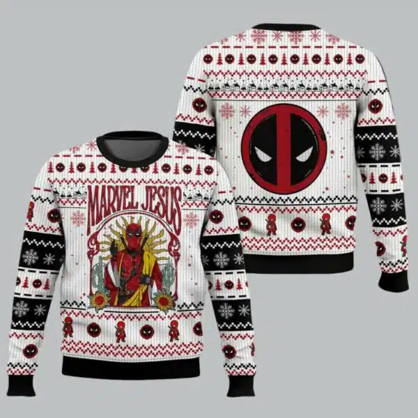 Marvel Jesus Deadpool Ugly Sweater Christmas 1