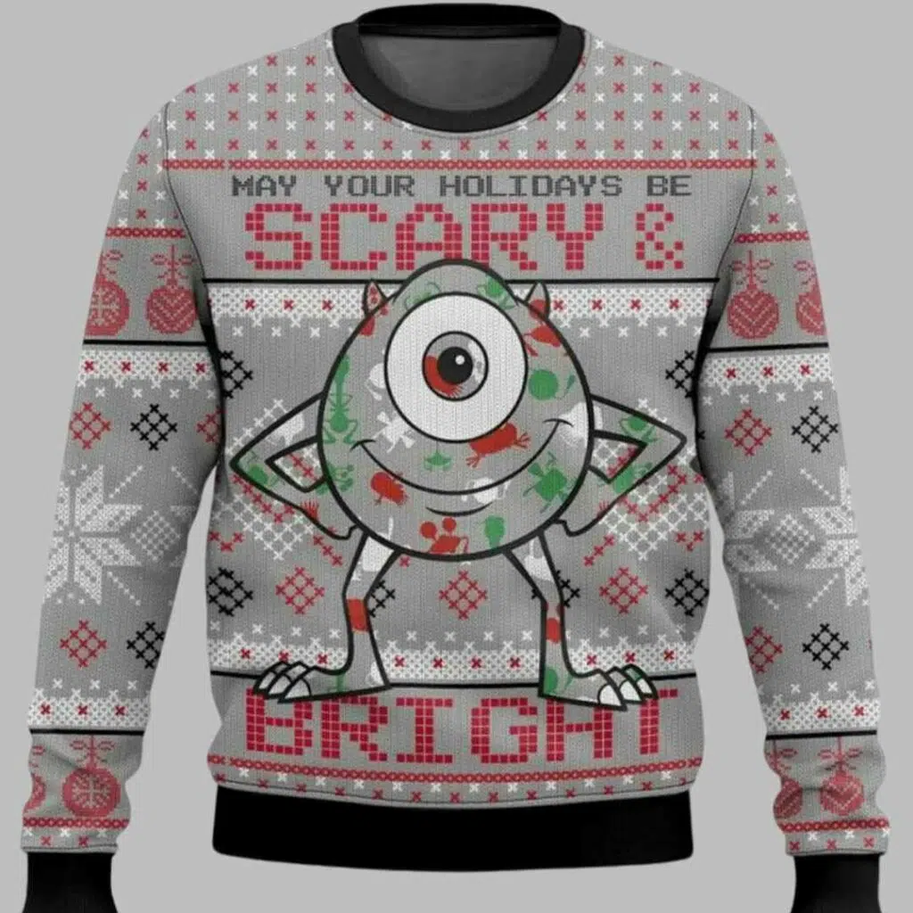 May Your Holidays Be Scary And Bright Monsters Ugly Christmas Sweater 1